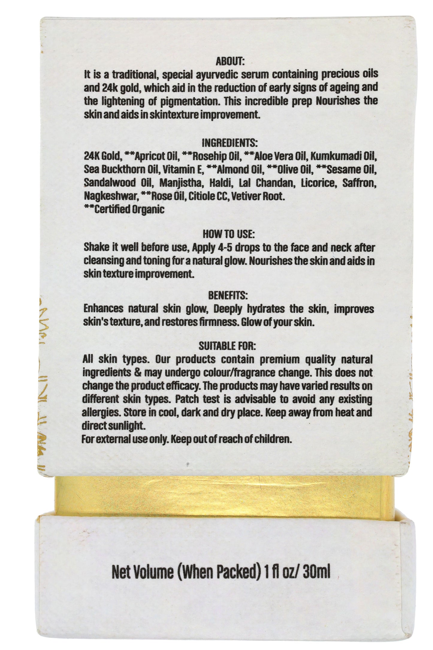 Swarnak 24K Gold Anti-Ageing Serum – Ayurvedic Luxury Face Serum (15ml / 30ml)